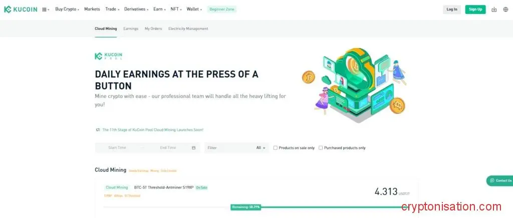 Strona Kucoin Cloud Mining