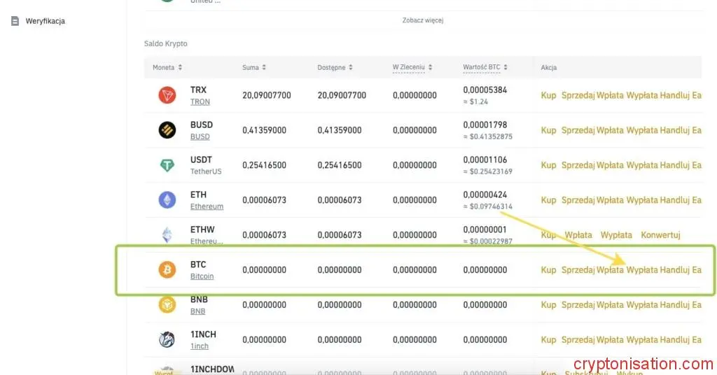 Wypłata BTC