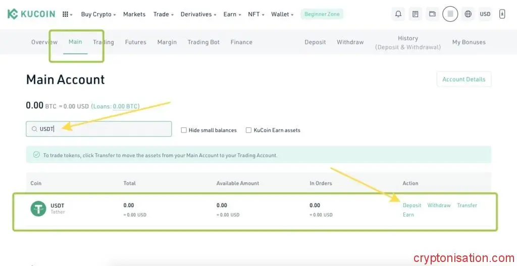 Doładowanie konta w USDT