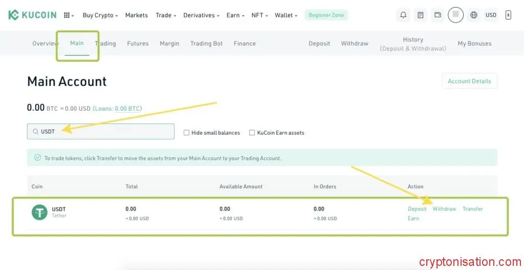 Wypłata USDT z Kucoin