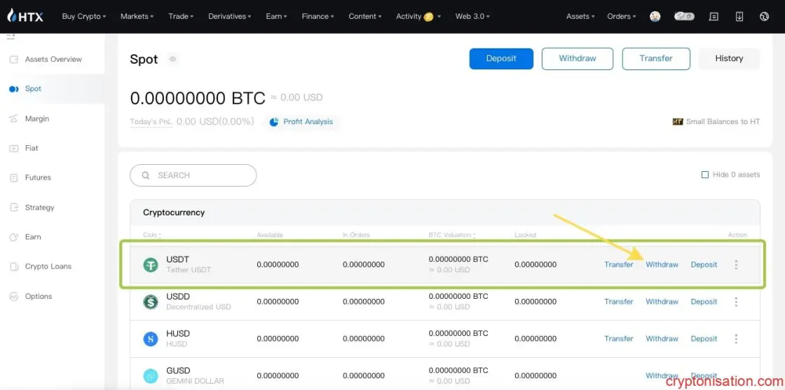 USDT çekme