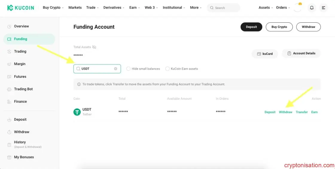 USDT çekme