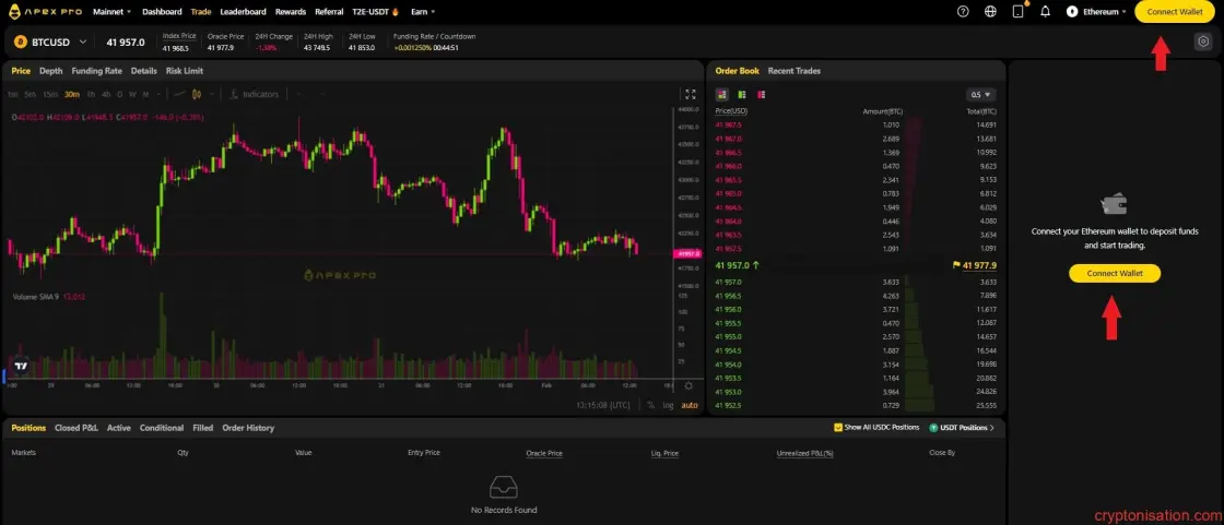 ApeX Pro DEX işlem terminali