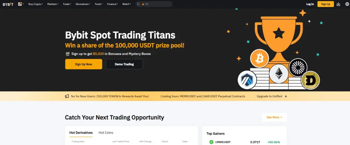 Bybit resmi web sitesi