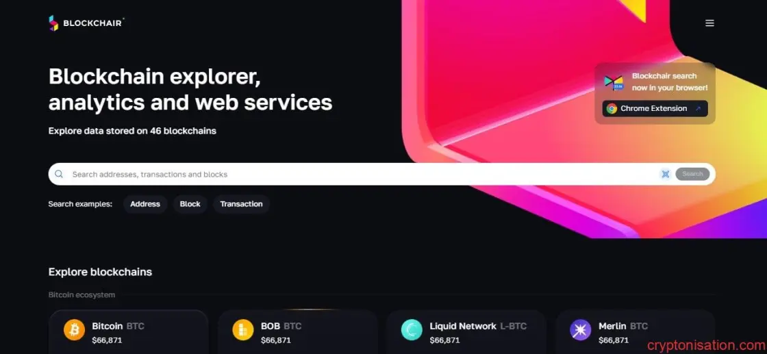 blockchair.com ana sayfası