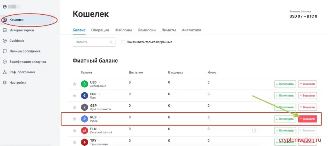 Вывод денежных средств с Exmo