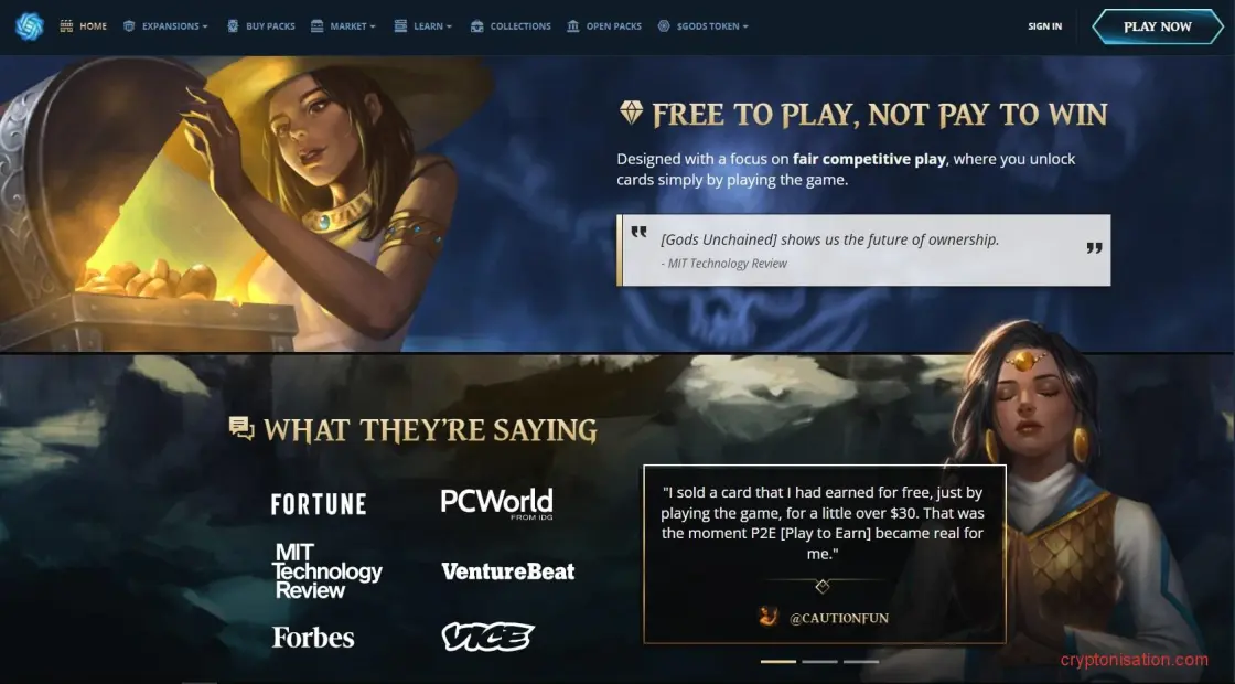 Главная страница godsunchained.com