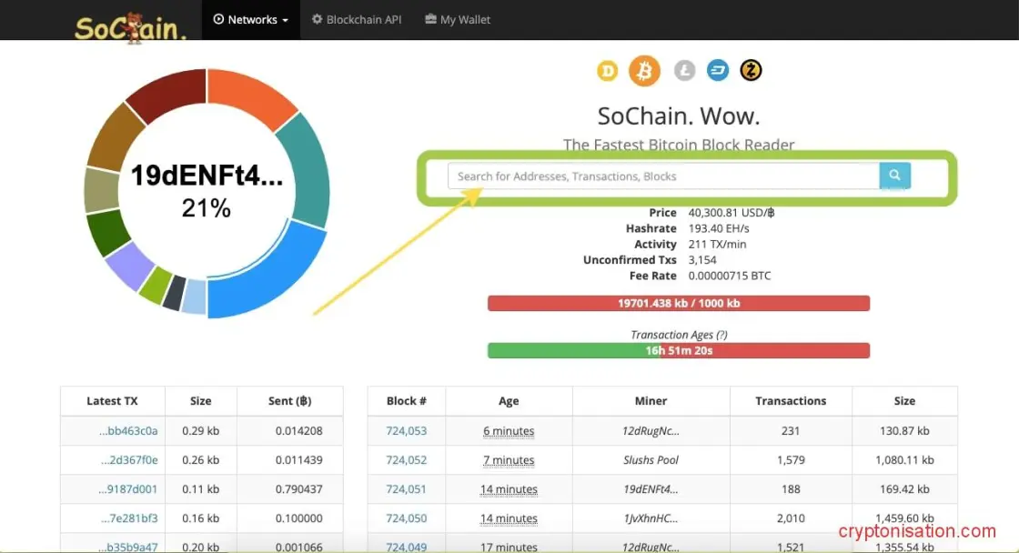 Как проверить баланс по номеру Биткоин-адреса на chain.so