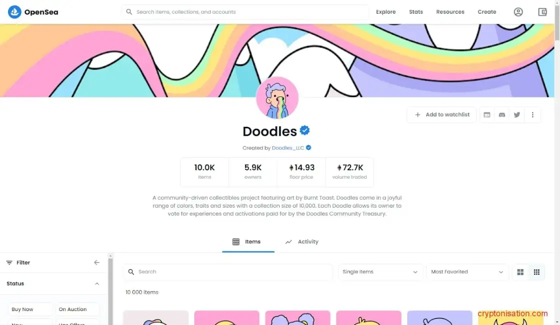 Коллекция Doodles на OpenSea