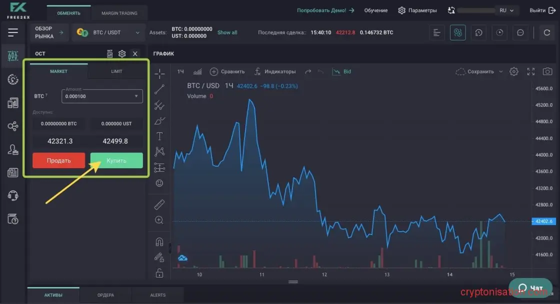 Как купить Биткоины за USDT на споте