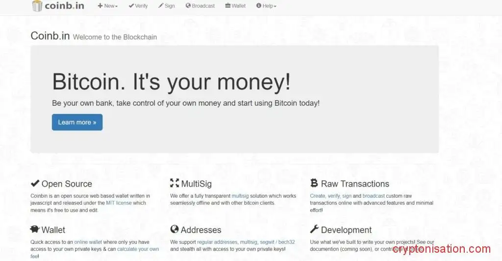 Главная страница сайта Coinb.in