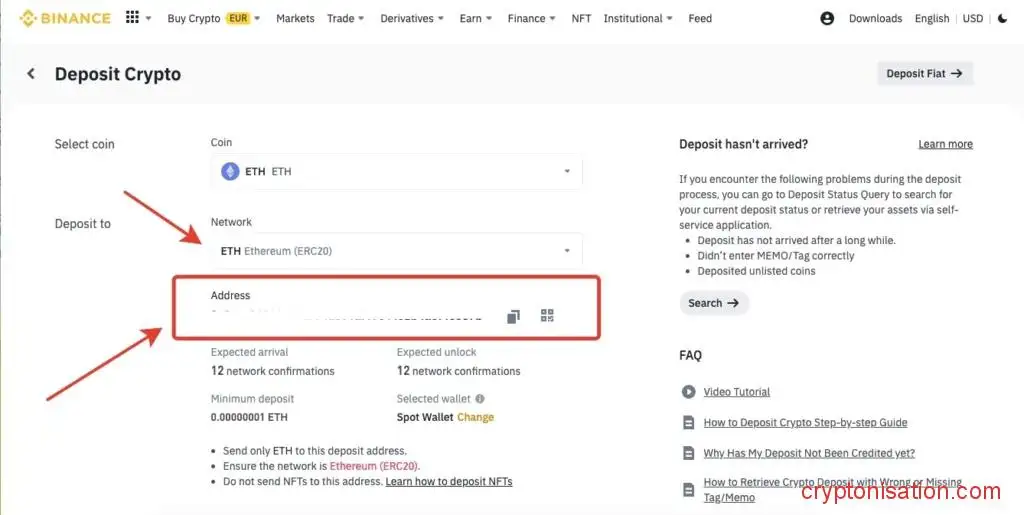 Адрес для депозита в ETH
