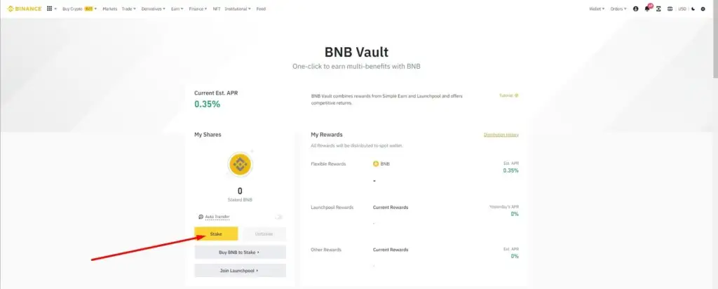 Начало стекинга BNB