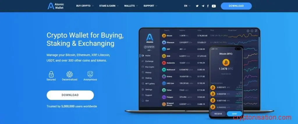 Главная страница Atomic Wallet