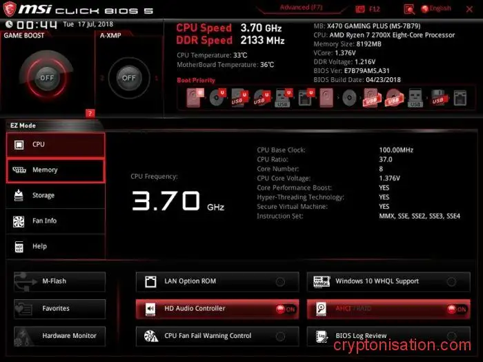 Интерфейс базового режима Click Bios 5