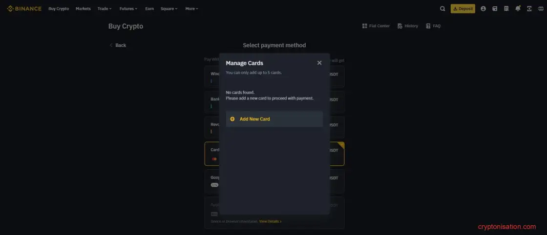 Добавление новой карты