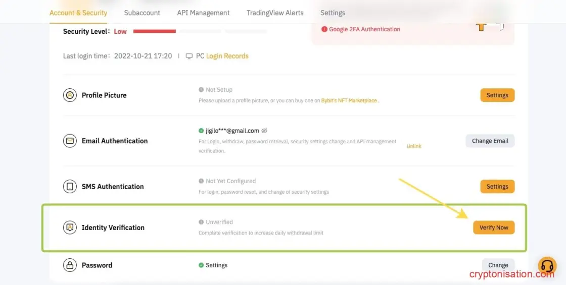 Verificación de identidad en Bybit
