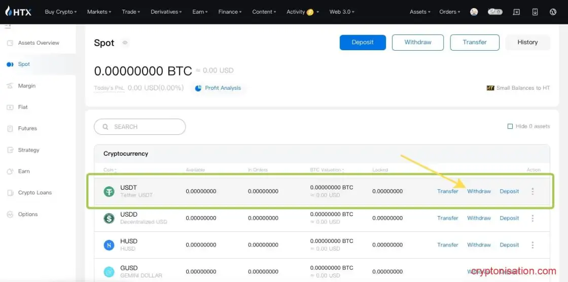 Вывод USDT