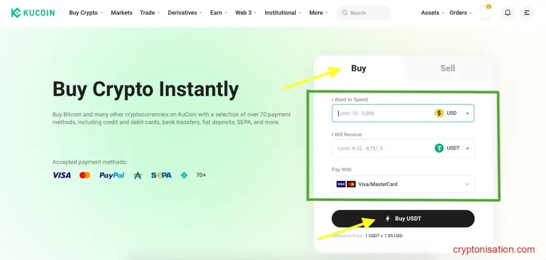 Заявка на покупку USDT с карты