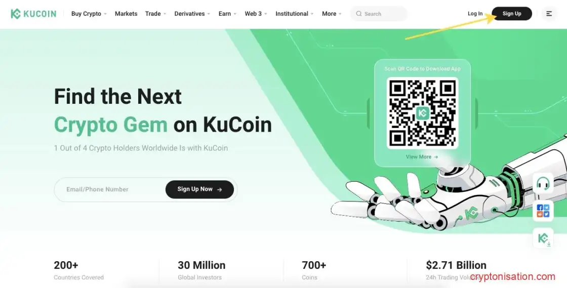 Начало регистрации на Kucoin