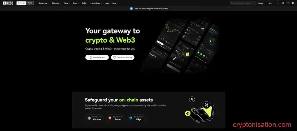 Страница с официальным приложением OKX