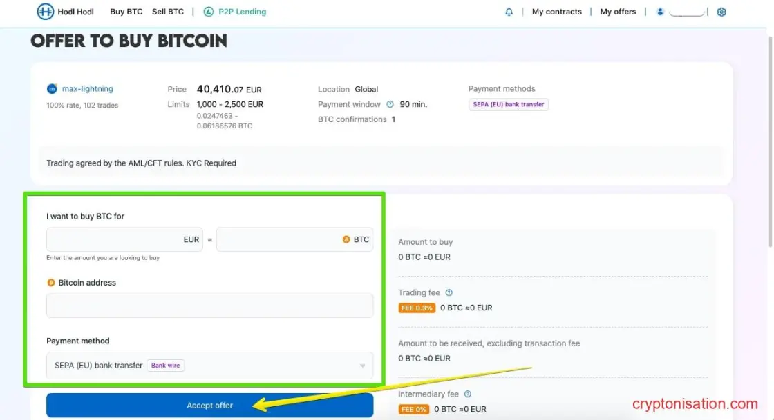 Creando un contrato para comprar Bitcoin
