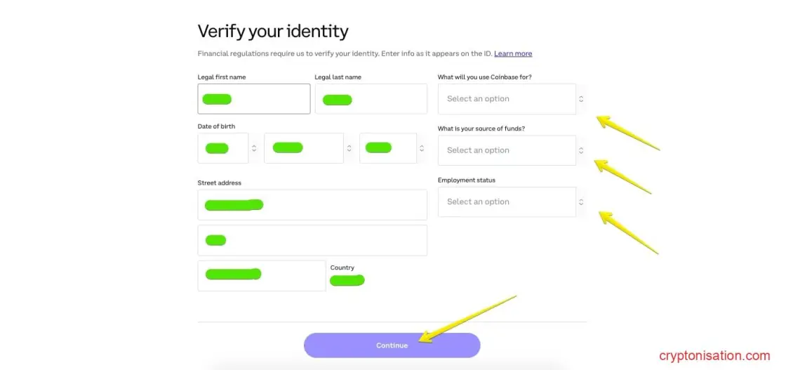 Información personal del usuario de Coinbase