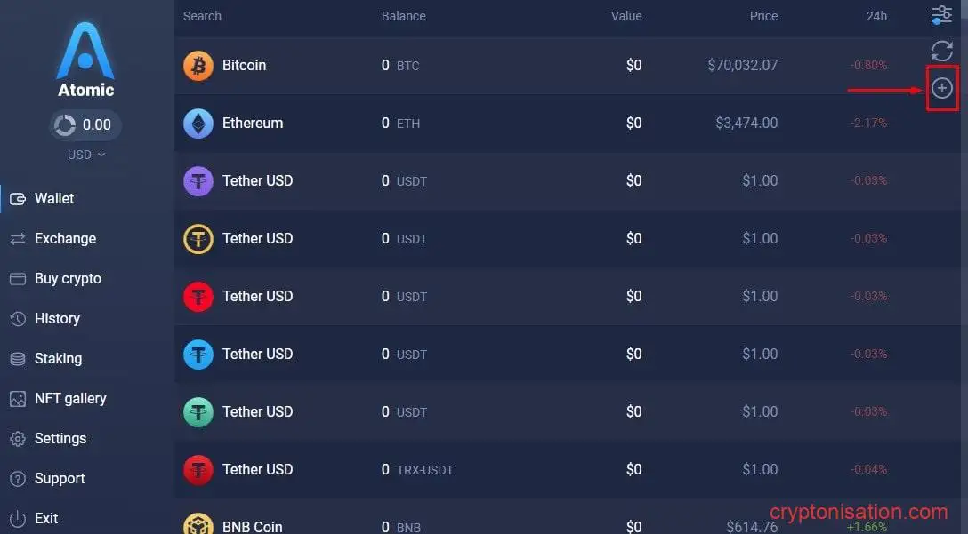 Добавление новой криптовалюты/токена