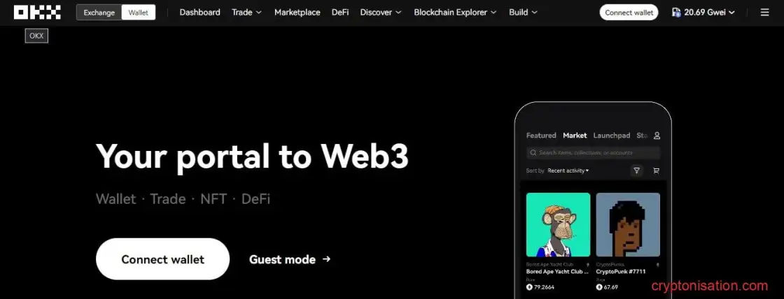Главная страница web-версии OKX Wallet