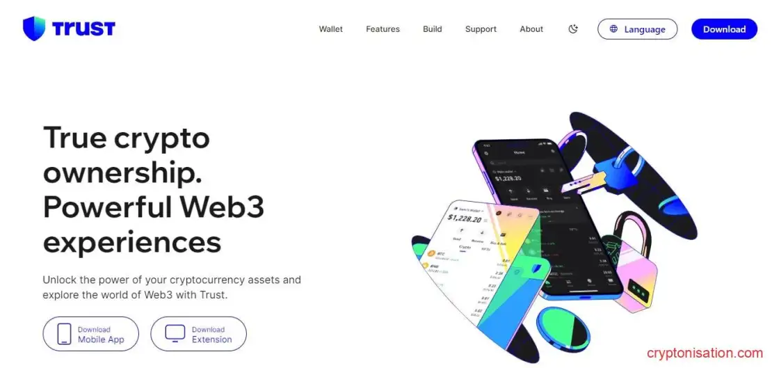 Главная страница сайта Trust Wallet