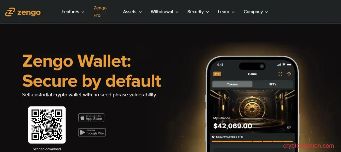 Стартовая страница сайта ZenGo