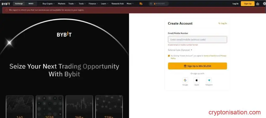 Регистрация на бирже Bybit
