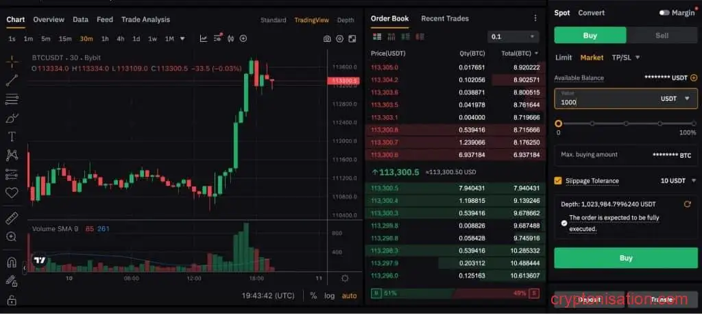 Быстрая покупка криптовалюты на Bybit