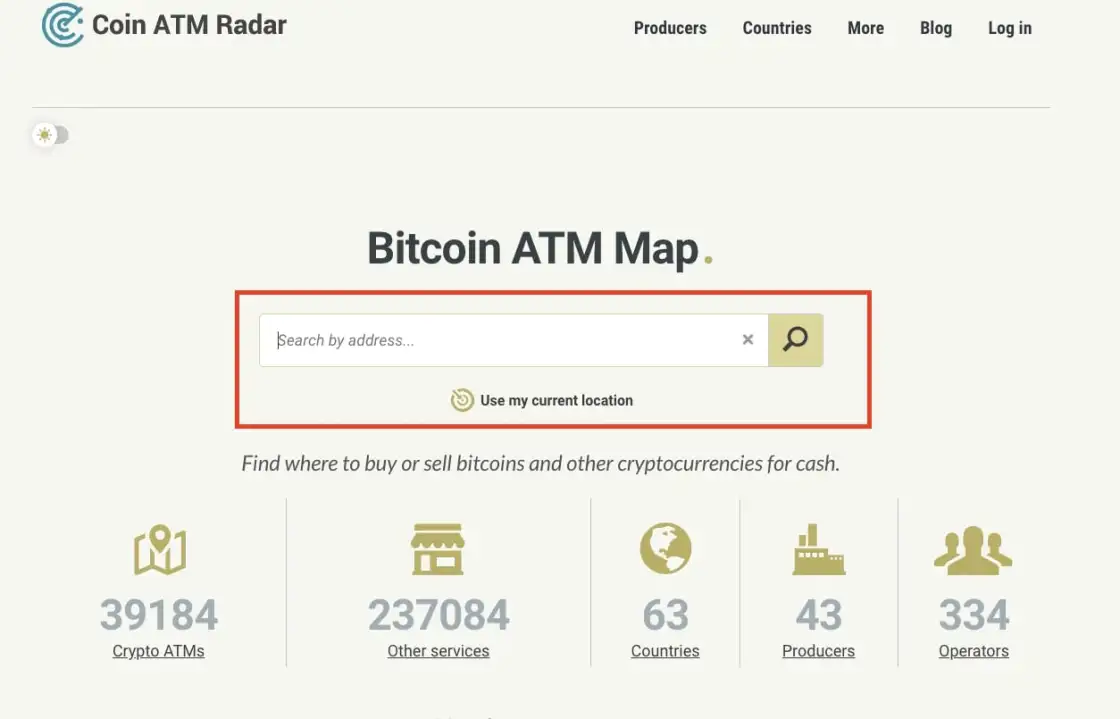 Главная страница сайта Coin ATM Radar