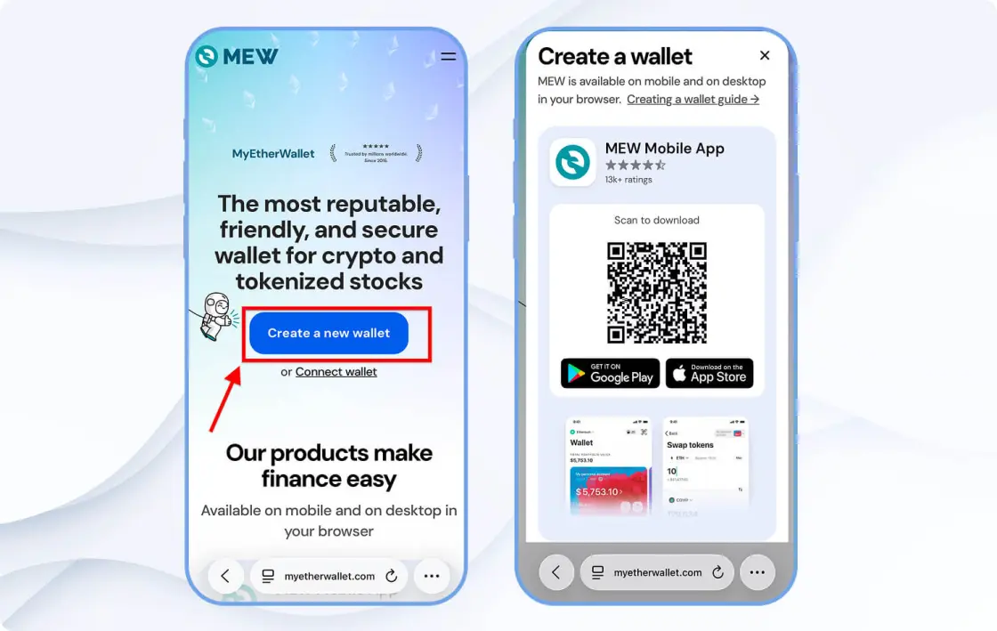 Установка мобильного приложения MEW Wallet