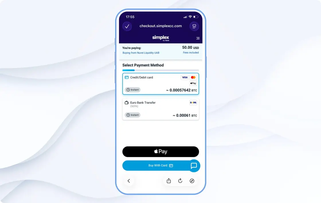 Финальный шаг покупки в MEW Wallet