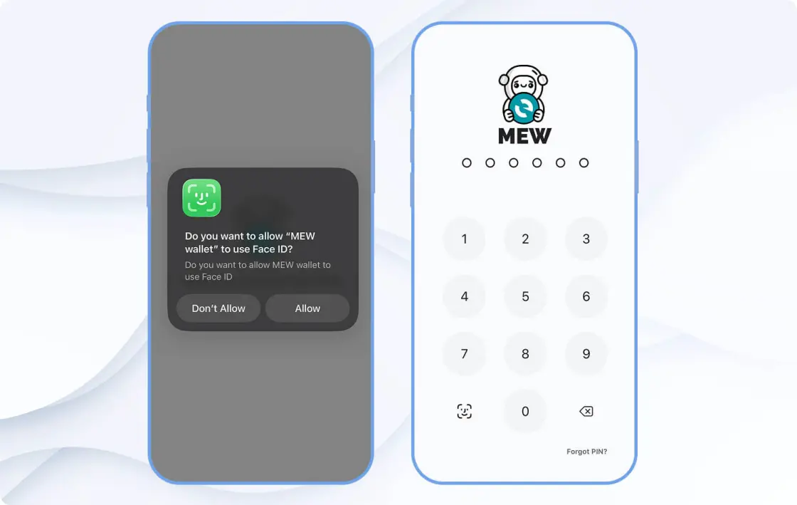 Установка пароля/подключение Face ID