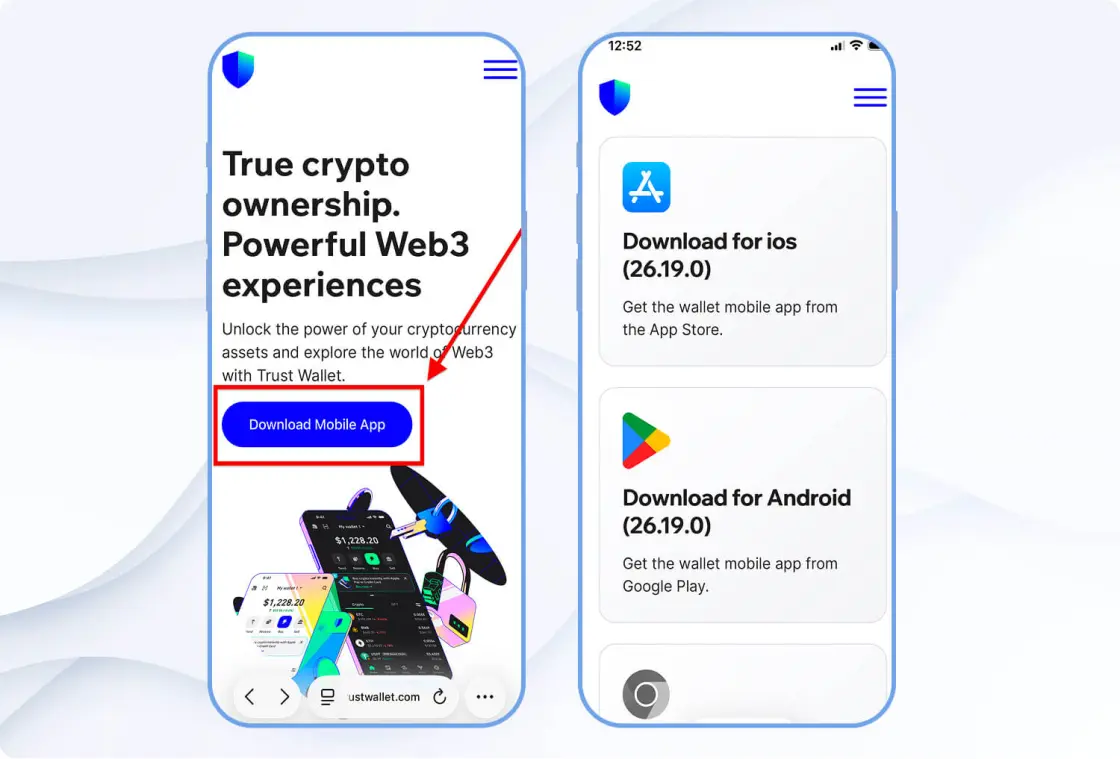 Установка мобильного приложения Trust Wallet