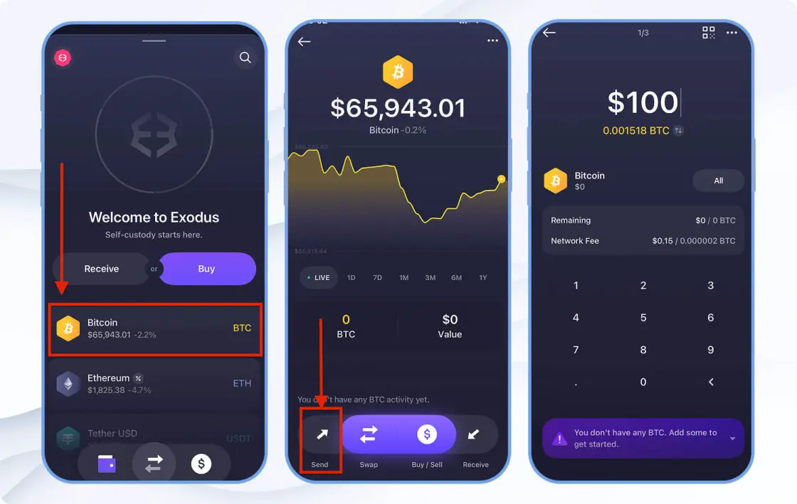 Вывод с Exodus Wallet
