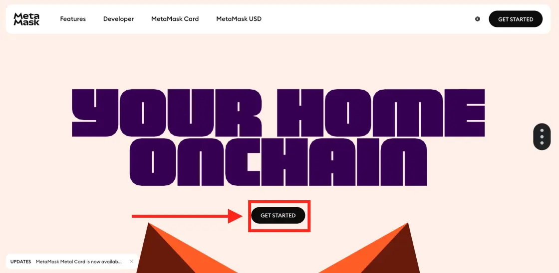 Главная страница сайта Metamask