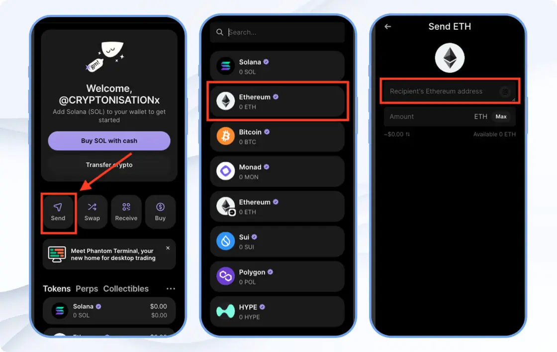 Вывод с Phantom Wallet