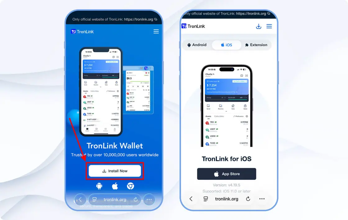Установка TronLink, шаг 1