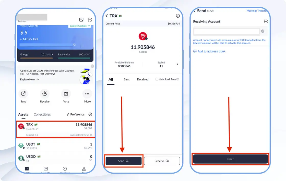 Вывод в TronLink