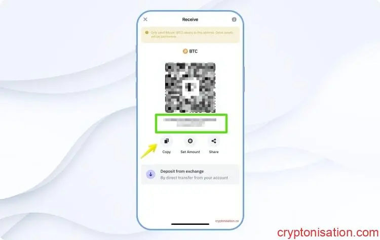 Dirección para depositar BTC