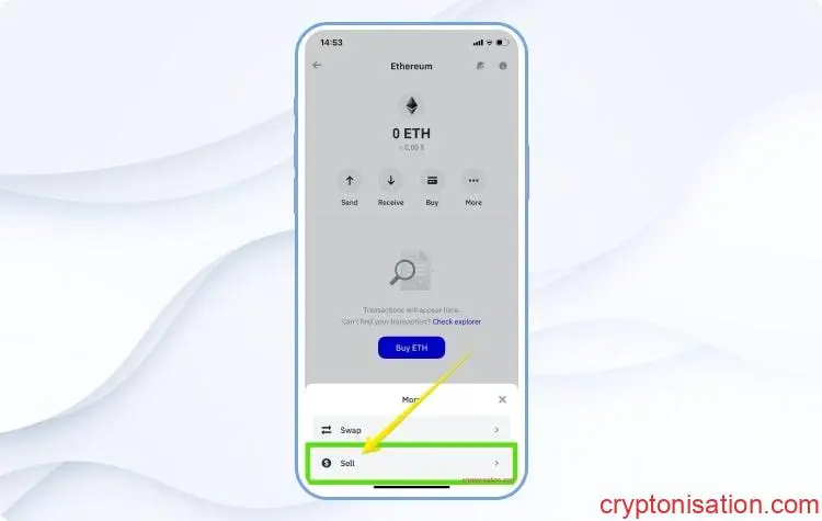 Opción de vender criptomoneda