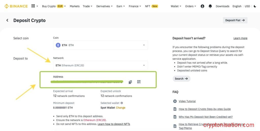 Adres do wpłaty ETH na giełdę