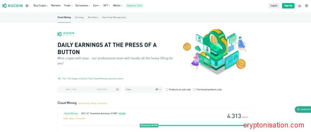 Strona Kucoin Cloud Mining