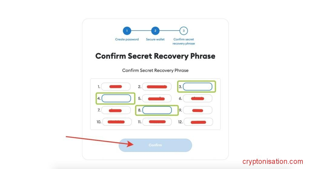 Potwierdzenie frazy odzyskiwania