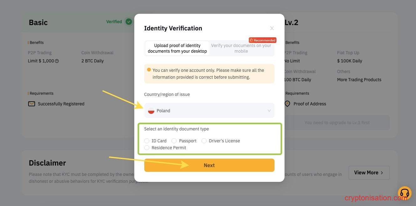 Kraj zamieszkania i typ dokumentu