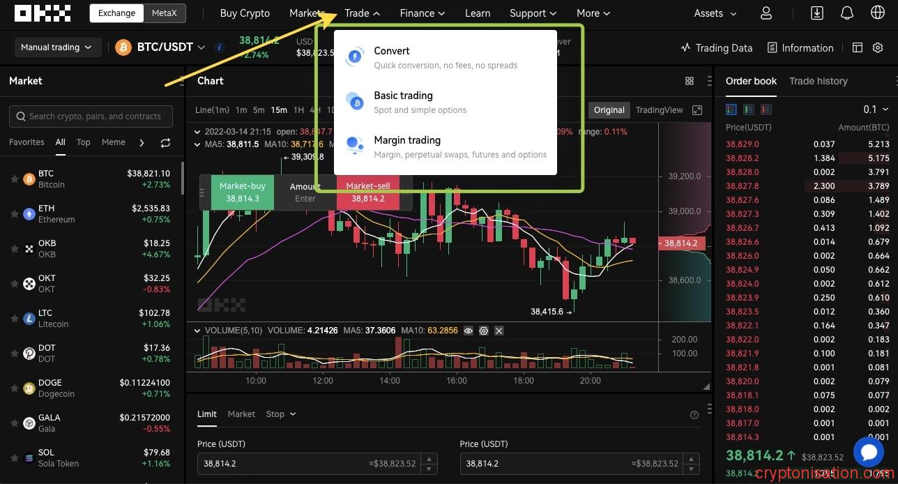 Różne rodzaje handlu w OKX